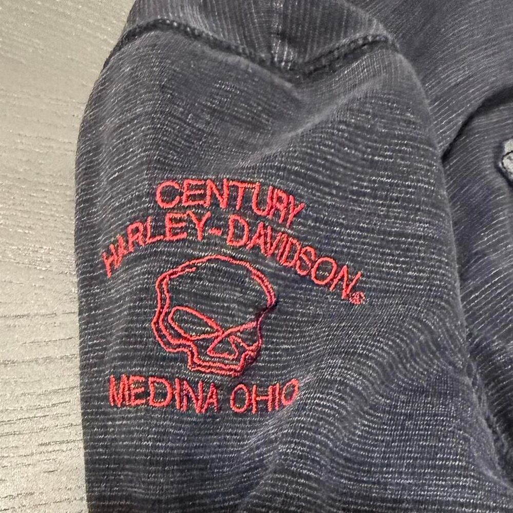 VTG Harley Davidson Hoodie XL Charcoal Gray Textured Willie G Skull Patch Biker - Picture 4 of 7